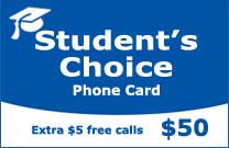 Student`s Choice Phone Card $50